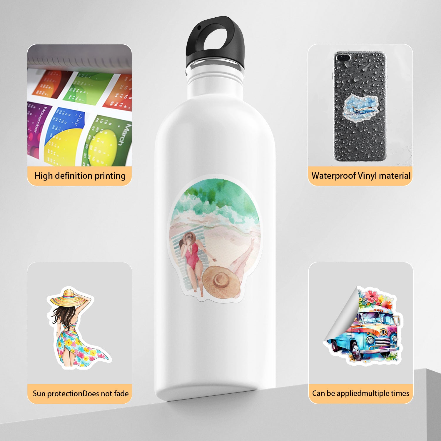 Wholesale 50pcs cute watercolor diary doodle stickers